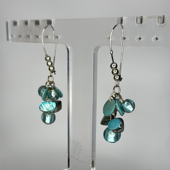 Elegant Blue Dangle Earrings - Picture 2 of 4